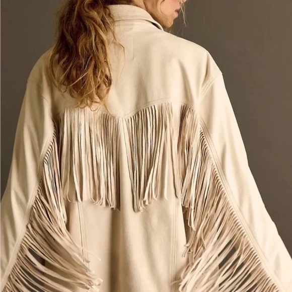 We The Free Cream Fringe Jacket SZ S - Picture 3 of 8
